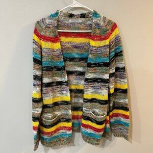 Misslook Women’s Open Front Multicolor Long Stripe Cardigan Women's Size XL